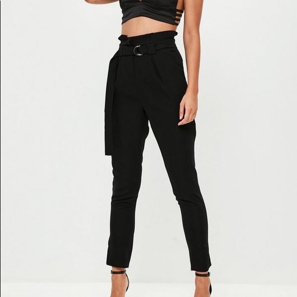 Missguided Pants - Missguided Paper Bag Waist Cigarette Pants